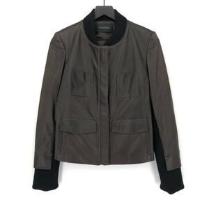 THAKOON Leather Jacket Brown Black 6